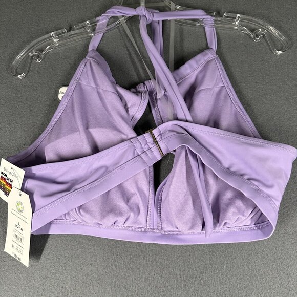Time and Tru Swim Top Womens Large Purple High Neck Mix Match Boning Support NWT - Picture 6 of 8
